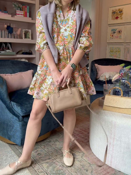 Floral Print V-neck Tiered Mini Dress