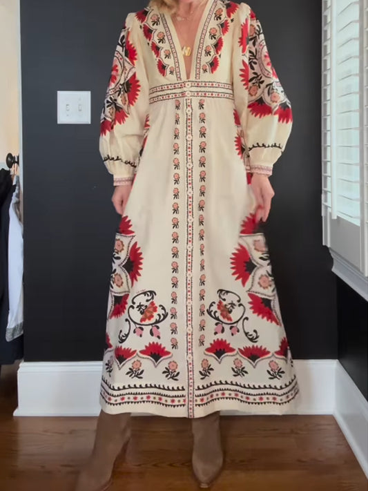 Placement Print Cotton Dress