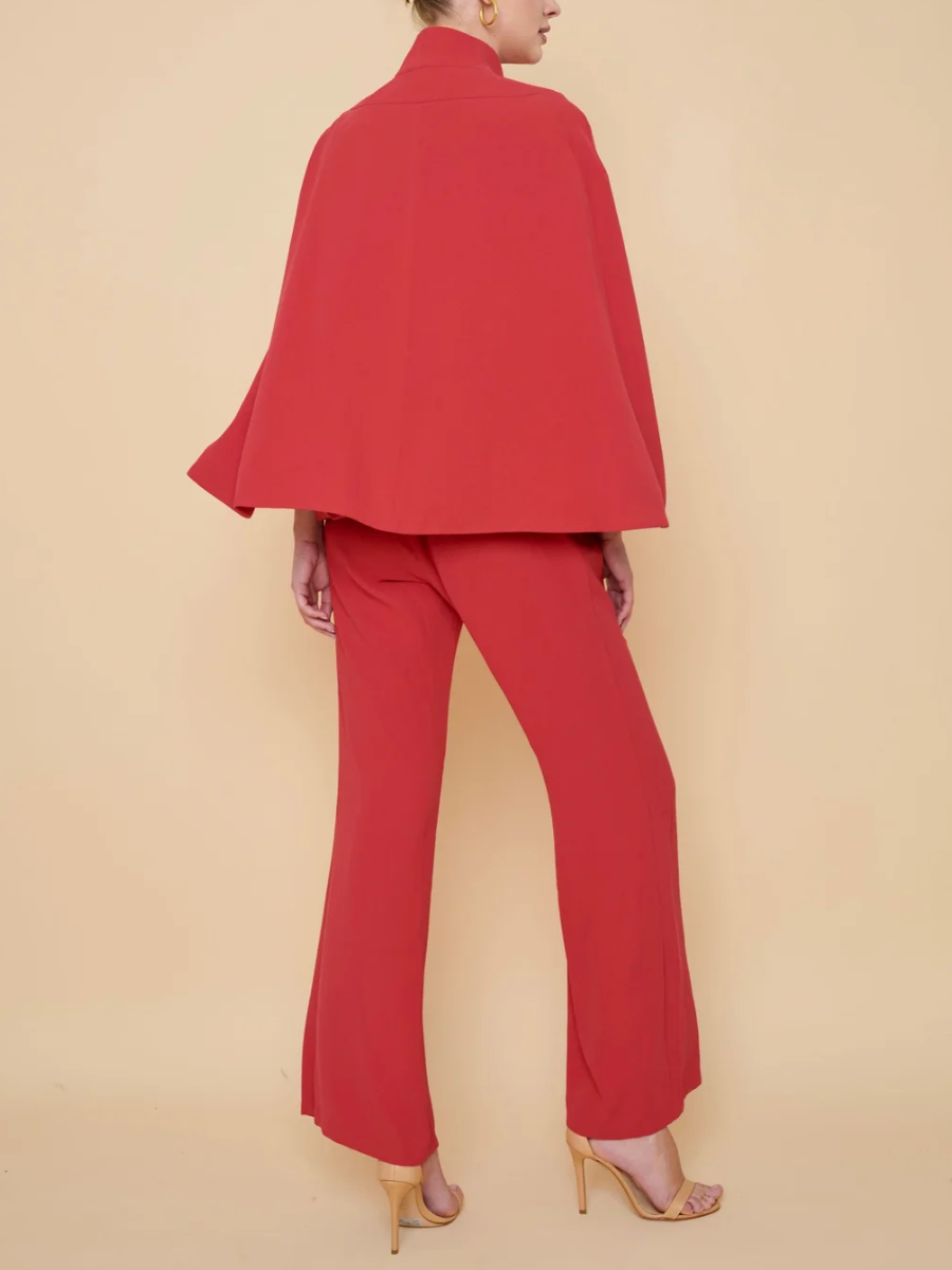 Crepe Cape Stand Collar Suit