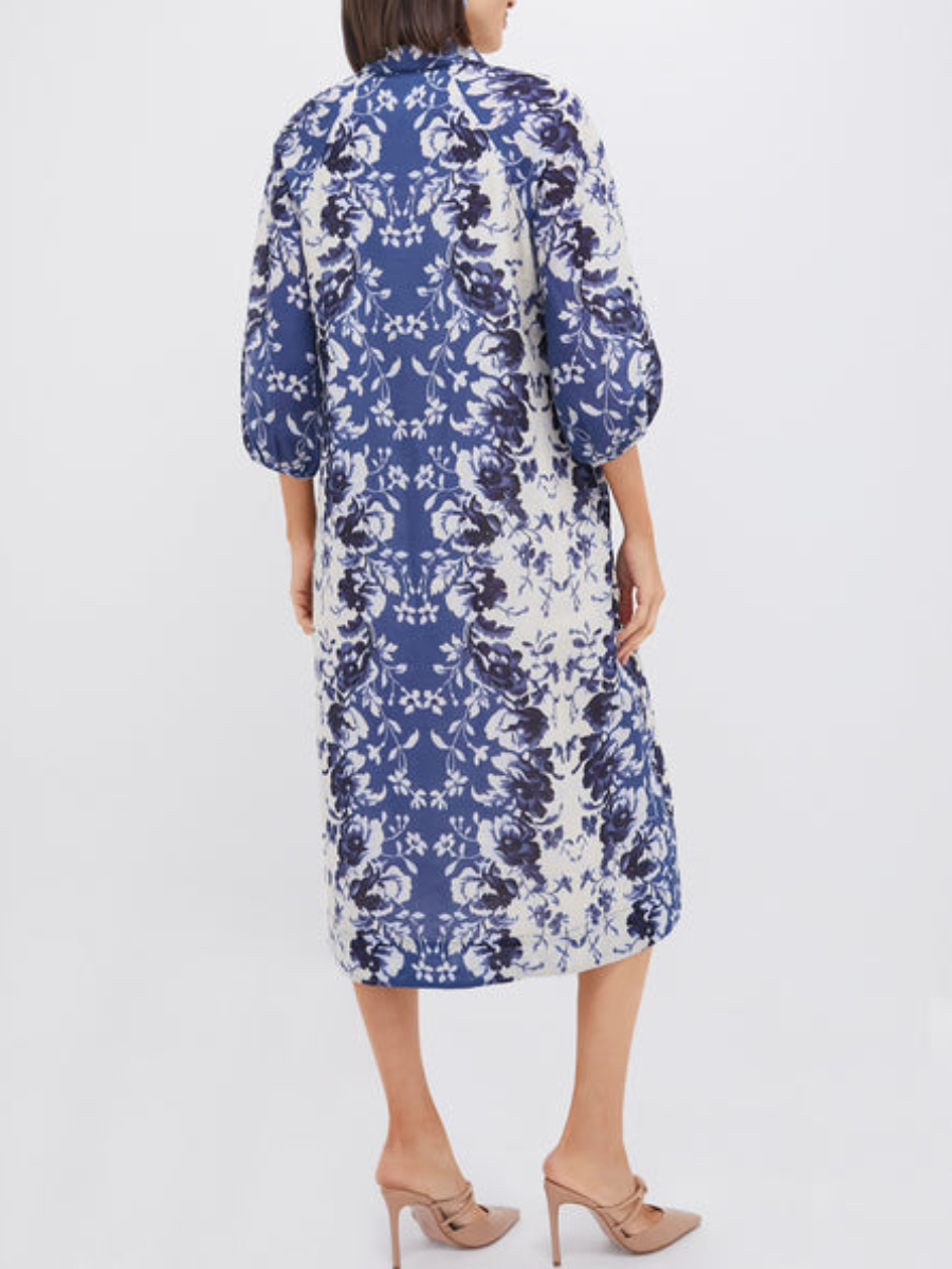 Indigo Reflection Stretch Cotton Megan Dress