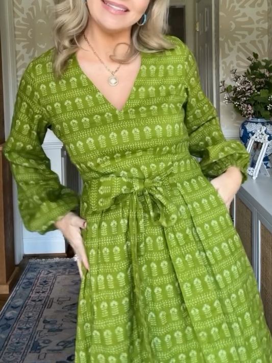 Green Cotton Midi Dress