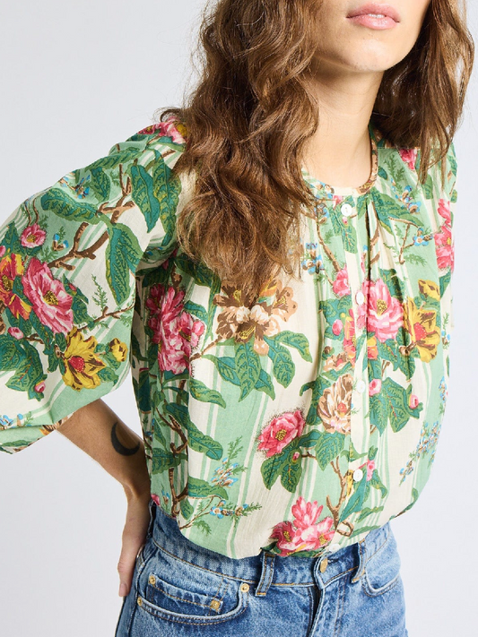 Garden Flowers Striped Top