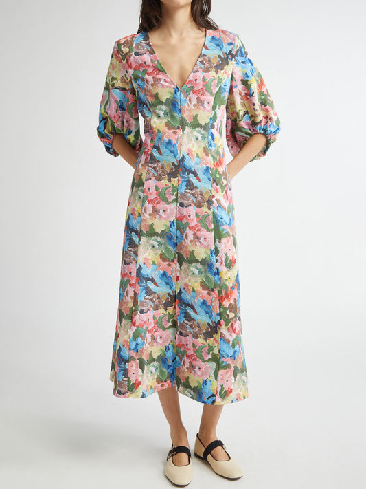 Elegant Floral Print Midi Dress