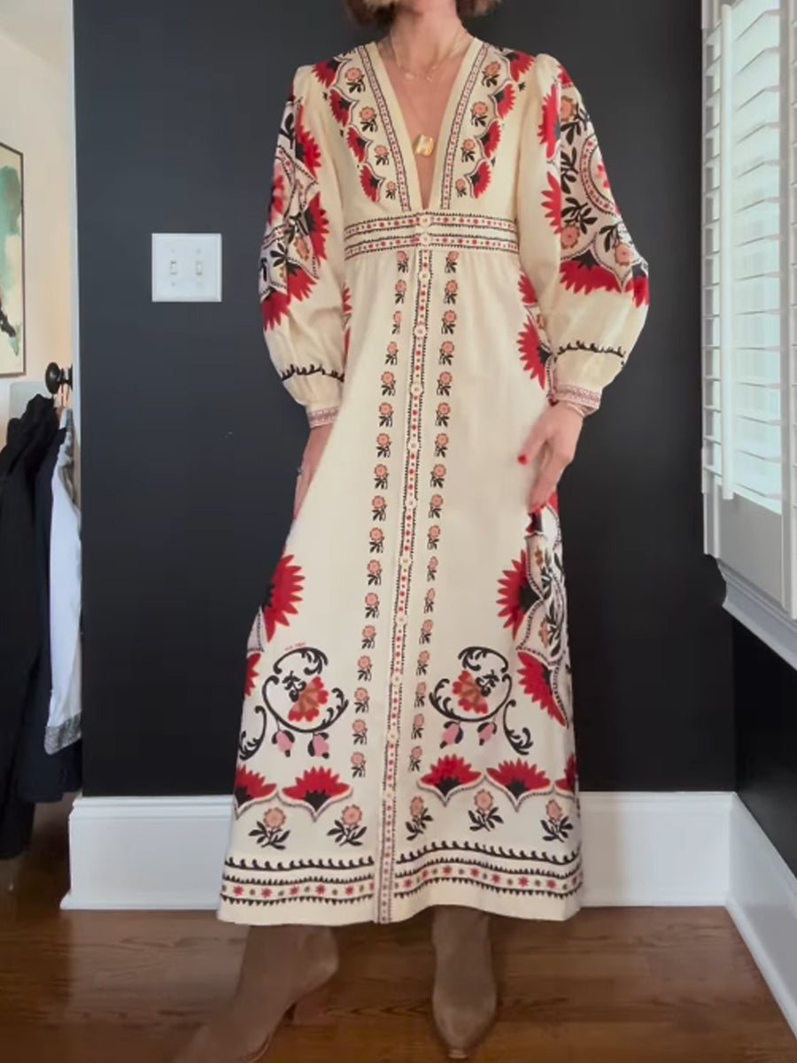 Placement Print Cotton Dress