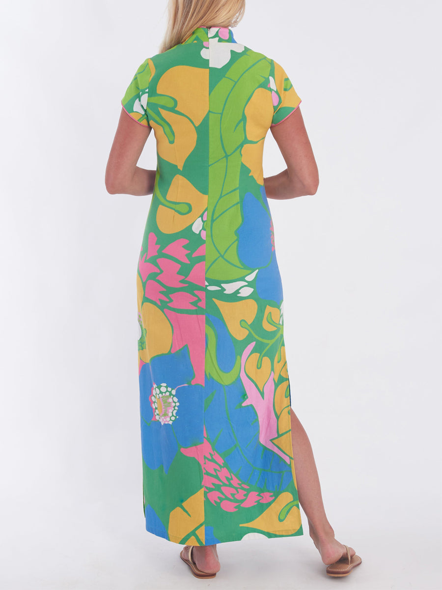 Linen Slit Hem V Neck Dress