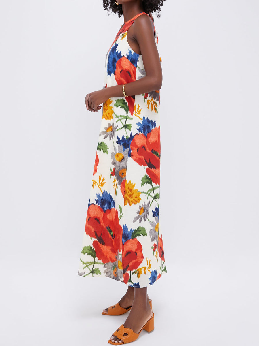 Crimson Poppy Cotton Linen Dress