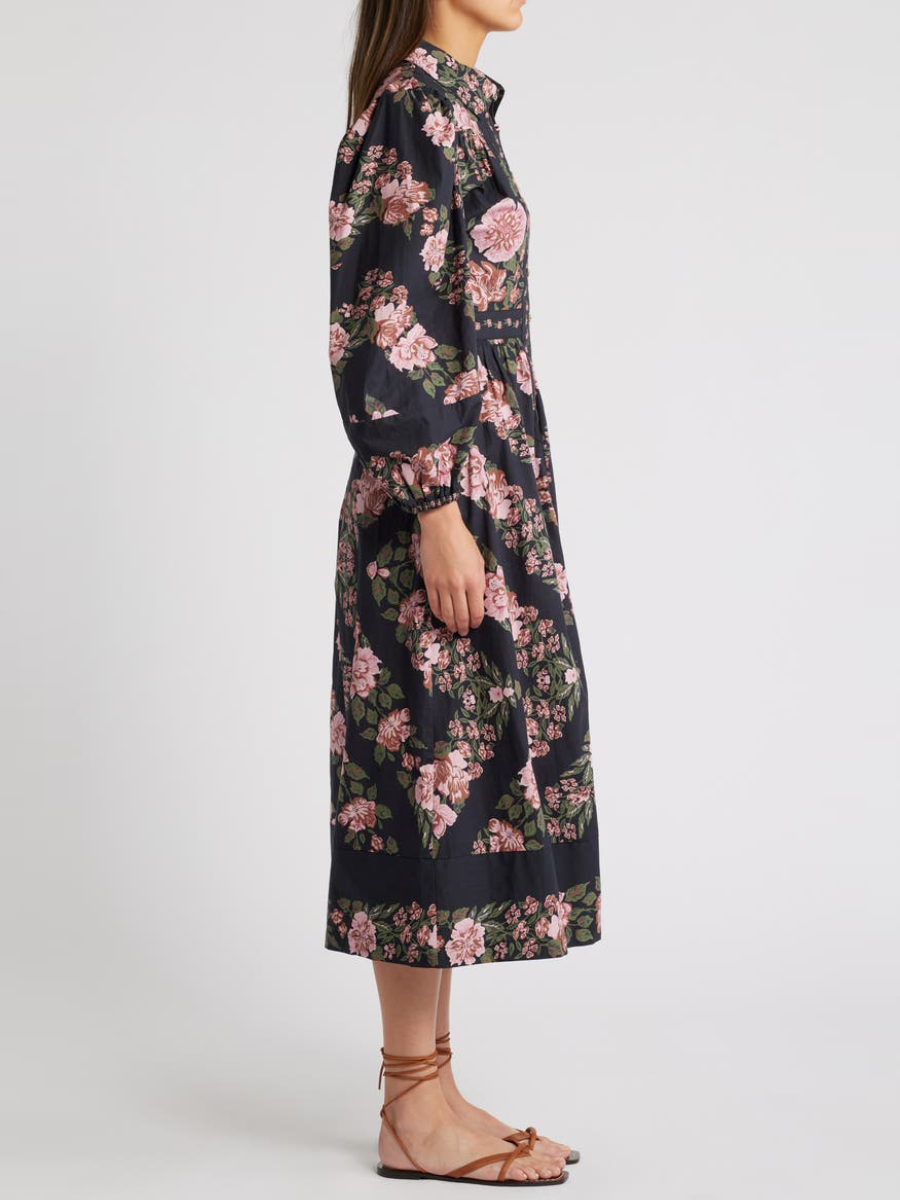 Floral Long Sleeve Organic Cotton Shirtdress