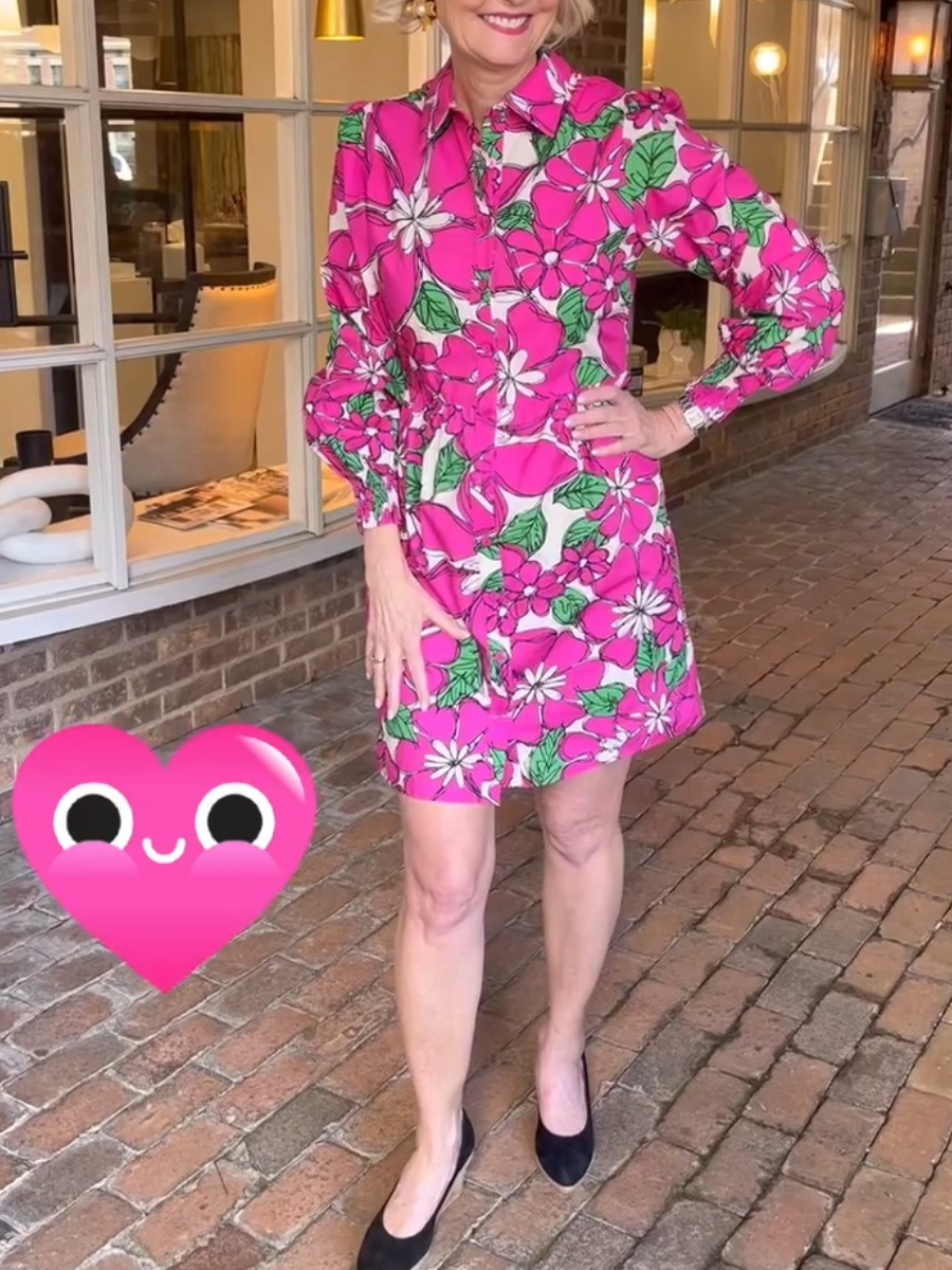 Pretty Cotton Floral Shirt Dress