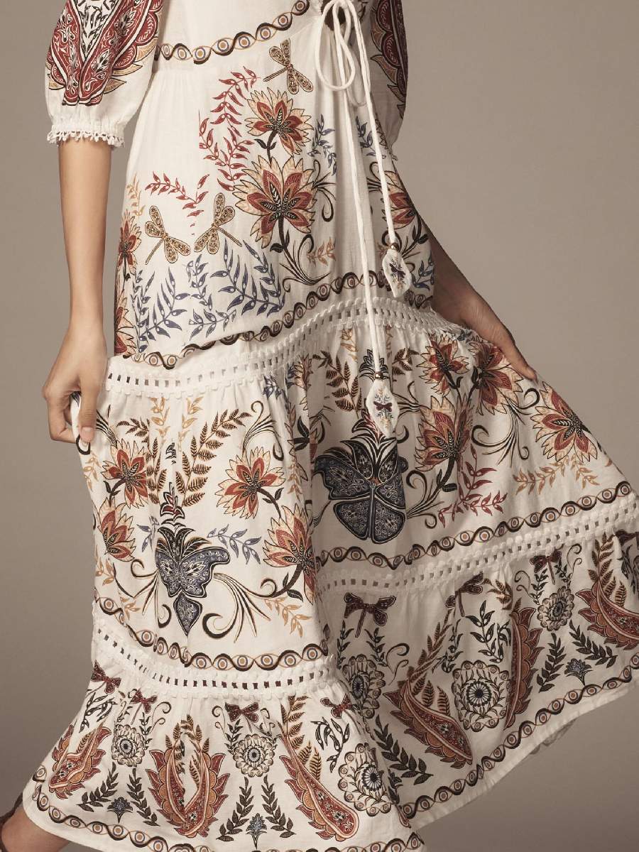 V-Neck Linen Blend Maxi Dress