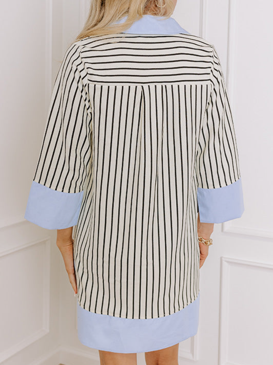 Gathering Stripe Mini Dress