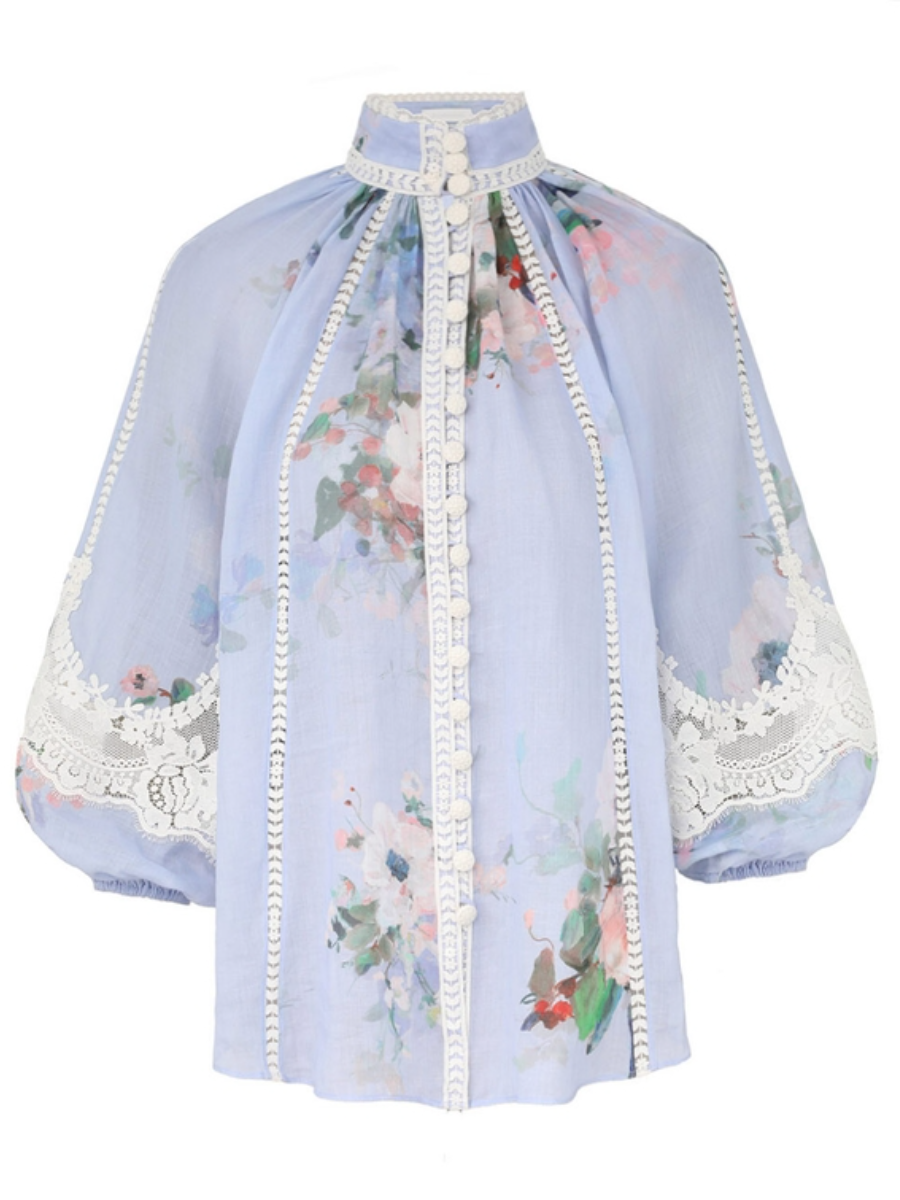 Ruffled Lace-trimmed Floral Set