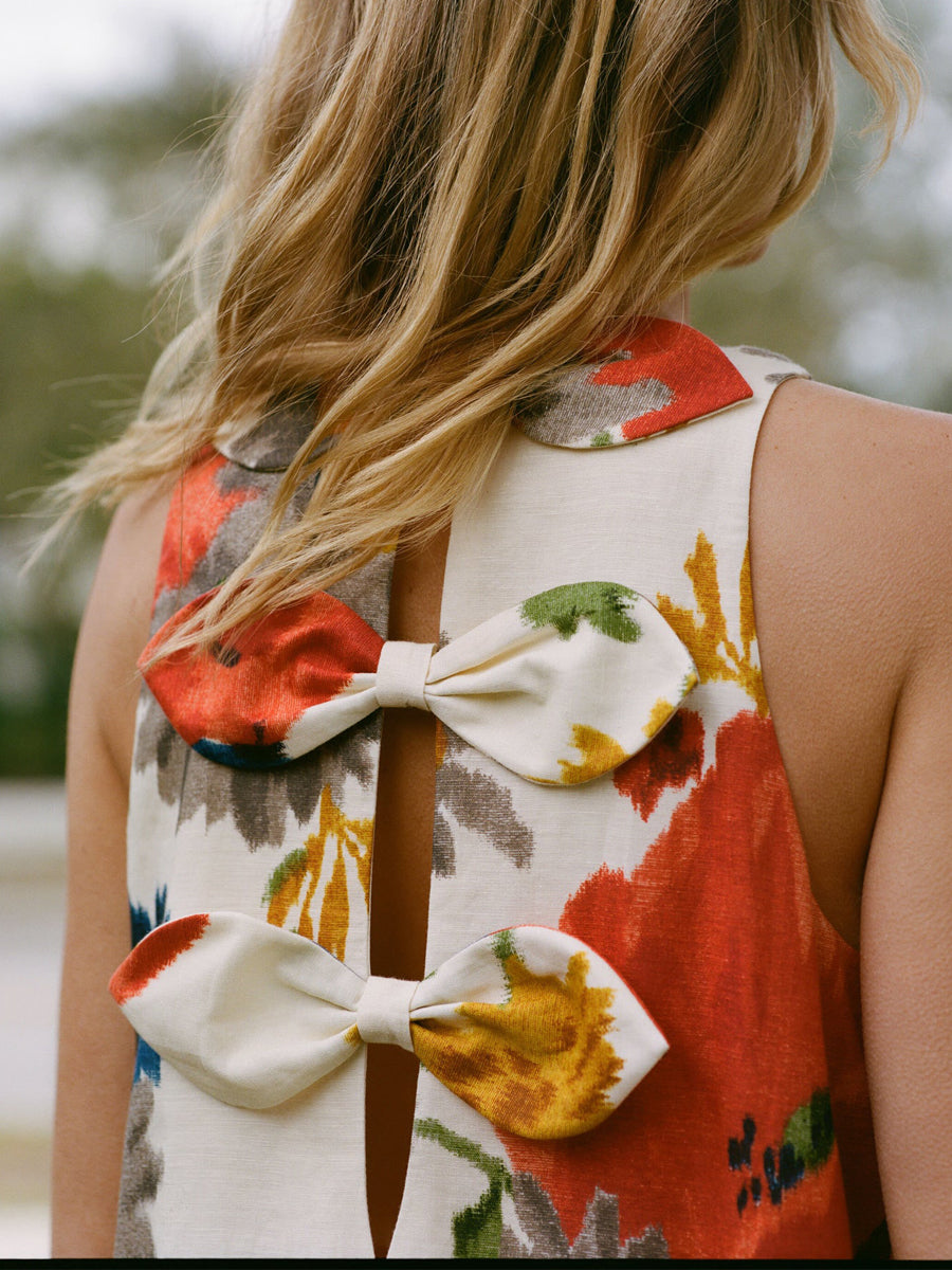 Crimson Poppy Cotton Linen Dress