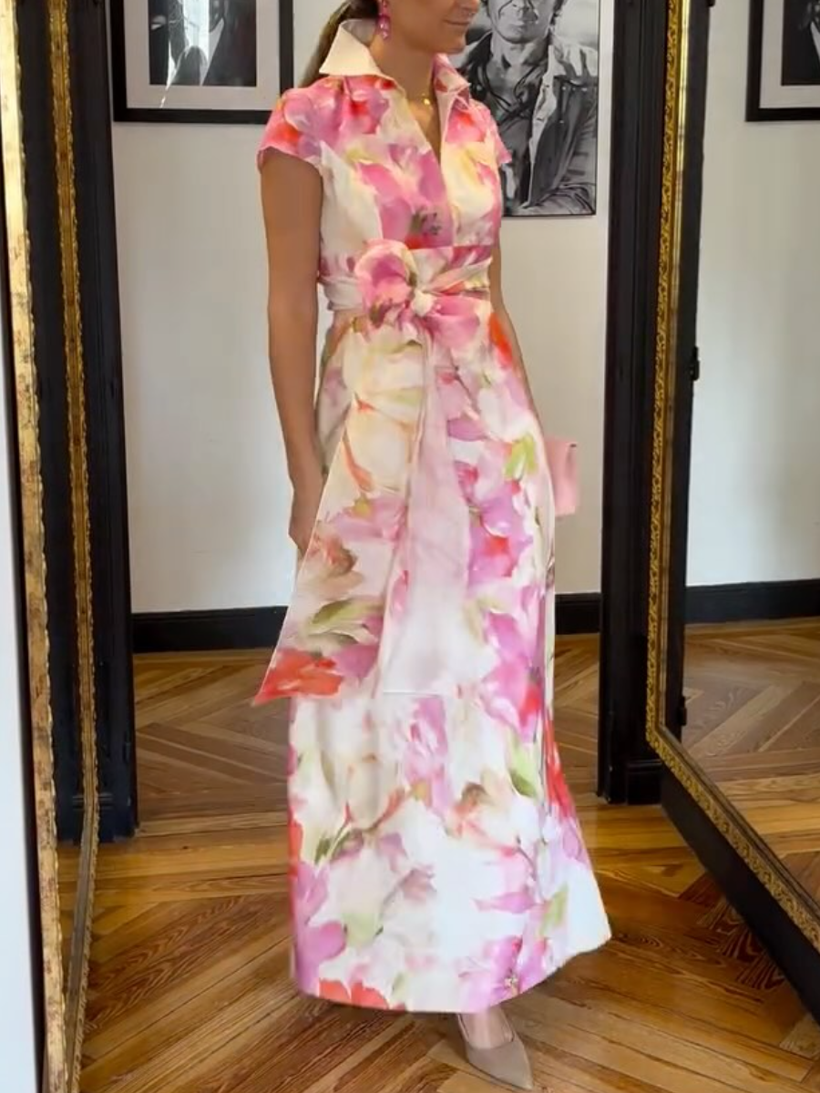 Elegant Floral Belted Dress