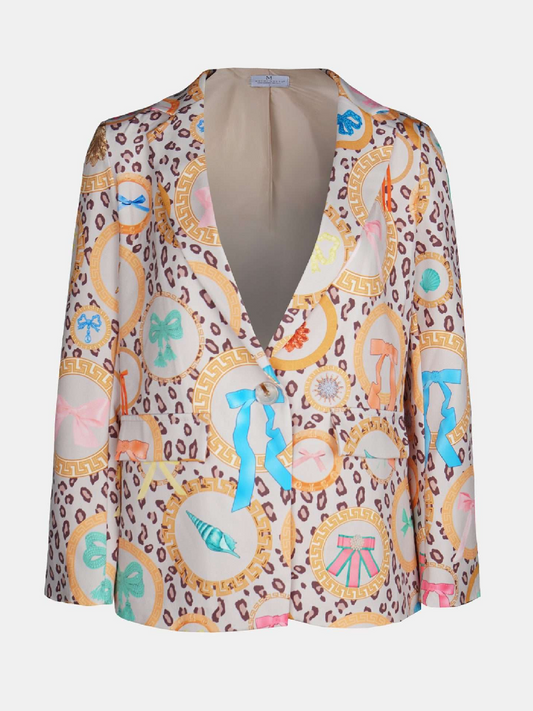 Moon Leopard Round Baroque Print Blazer
