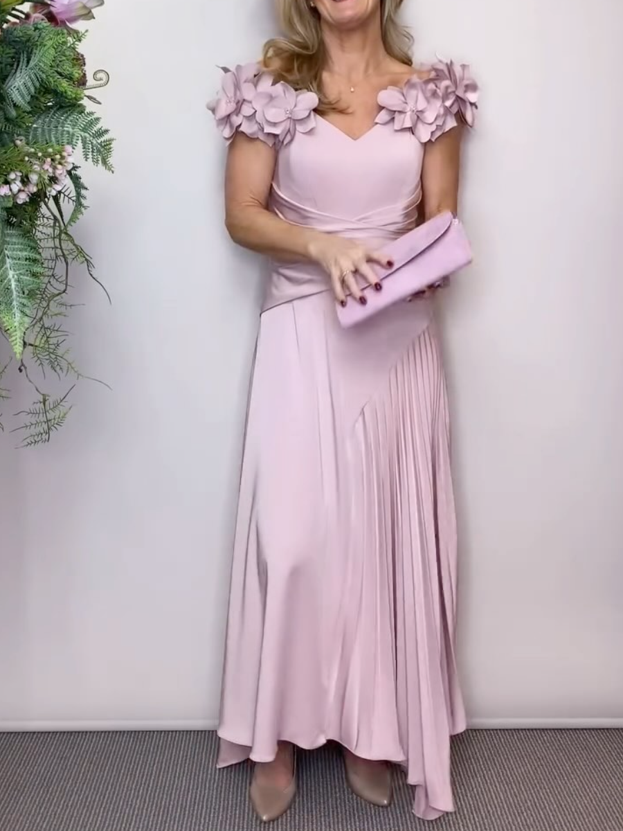 Elegant A-line Pleated Floral Dress