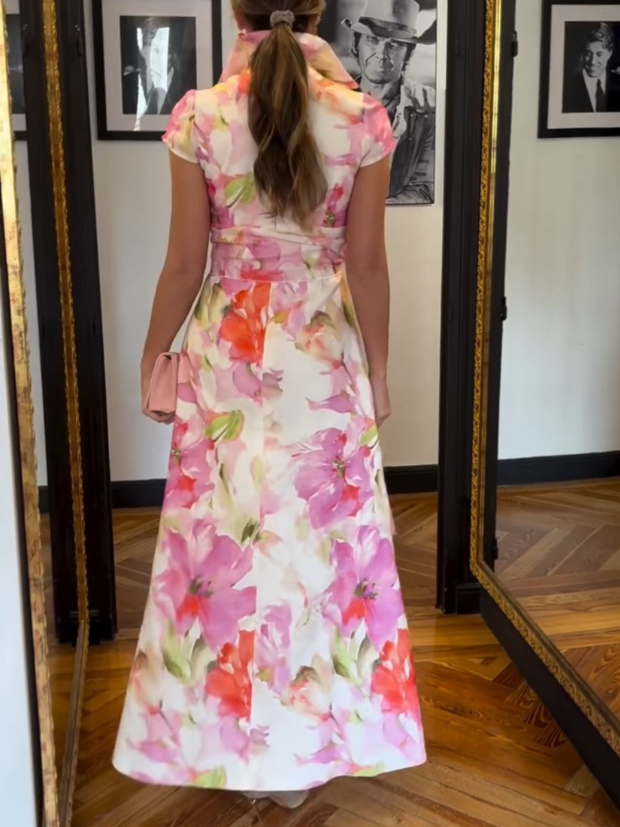 Elegant Floral Belted Dress
