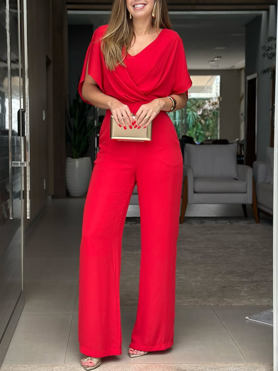 Cotton Elegant Short Sleeve Jumpsuit