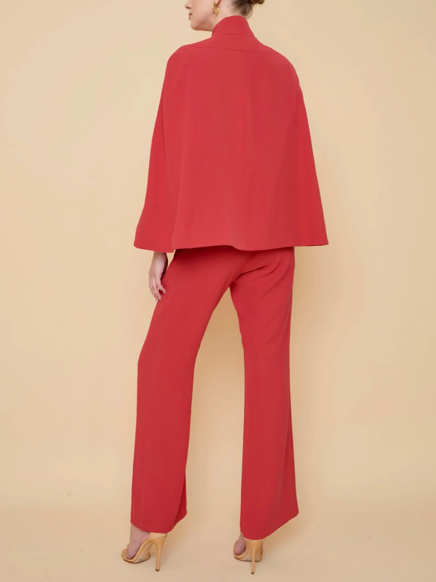 Crepe Cape Stand Collar Suit
