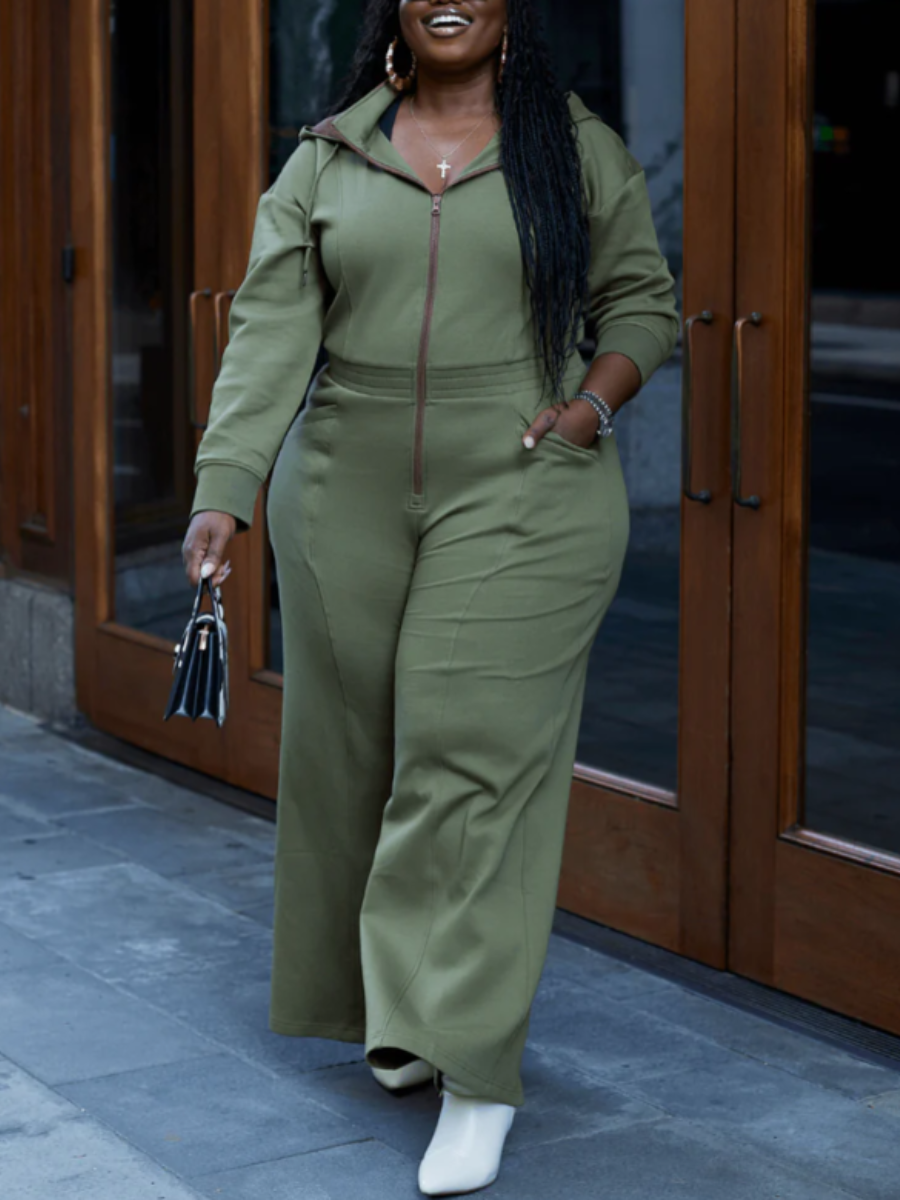 Comfy Hooded Zip Jumpsuit