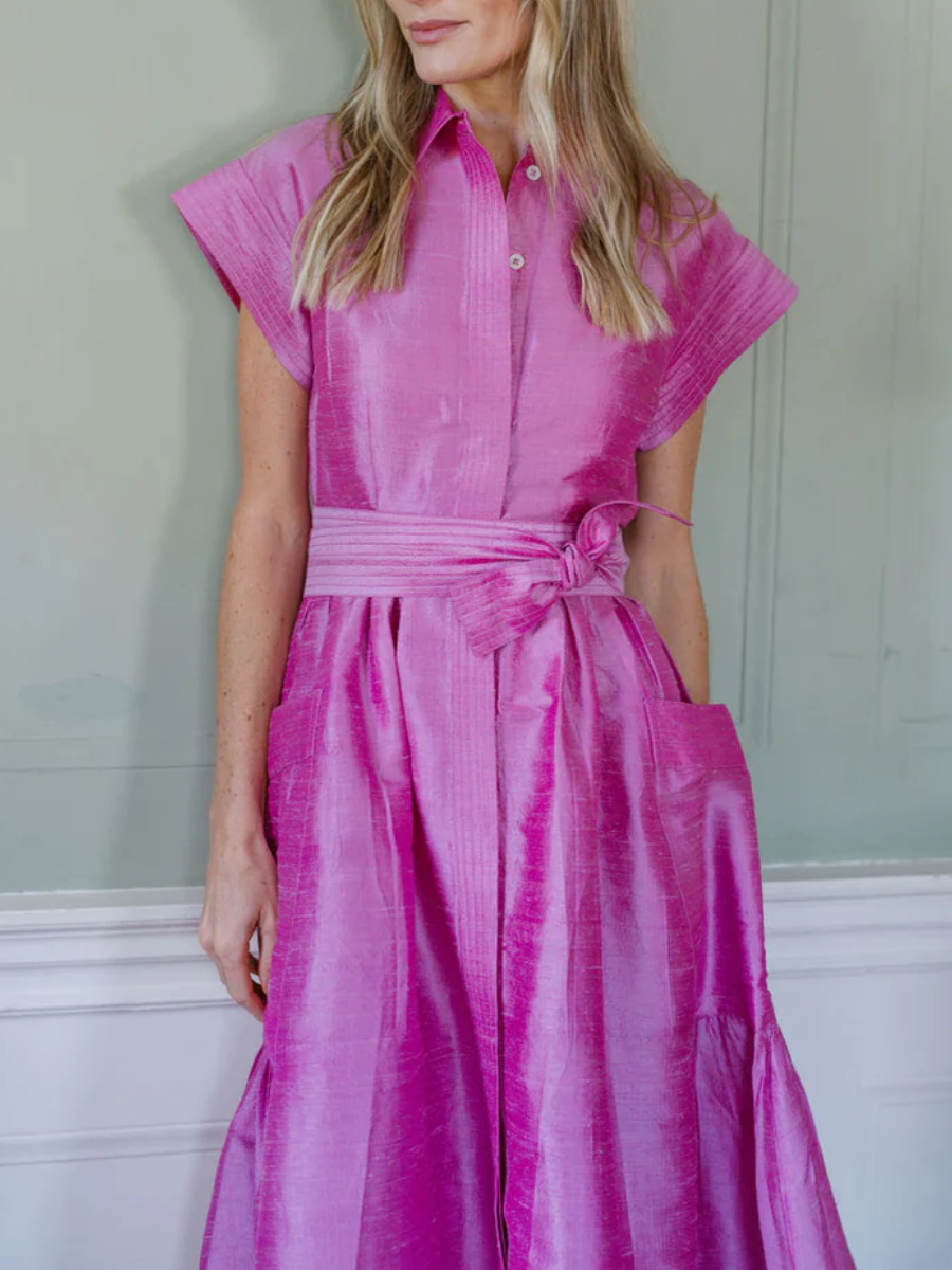 Elegant Rose Silk Dress