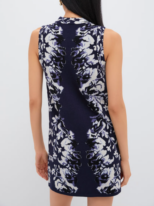 Indigo Reflection Knit Jacquard Marie Dress and Cardigan