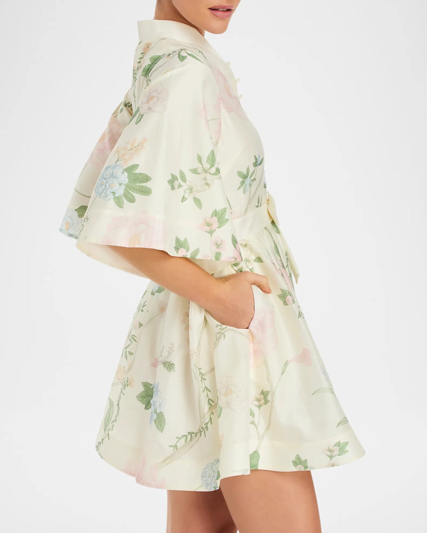 Floral Print Bow Mini Dress