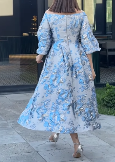 Demure Floral Gown Dress