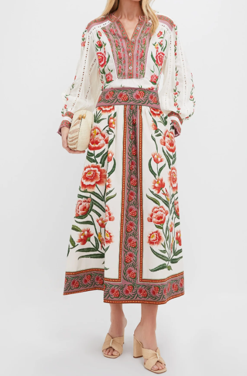 Elegant Floral Print Cotton Two-Piece Set