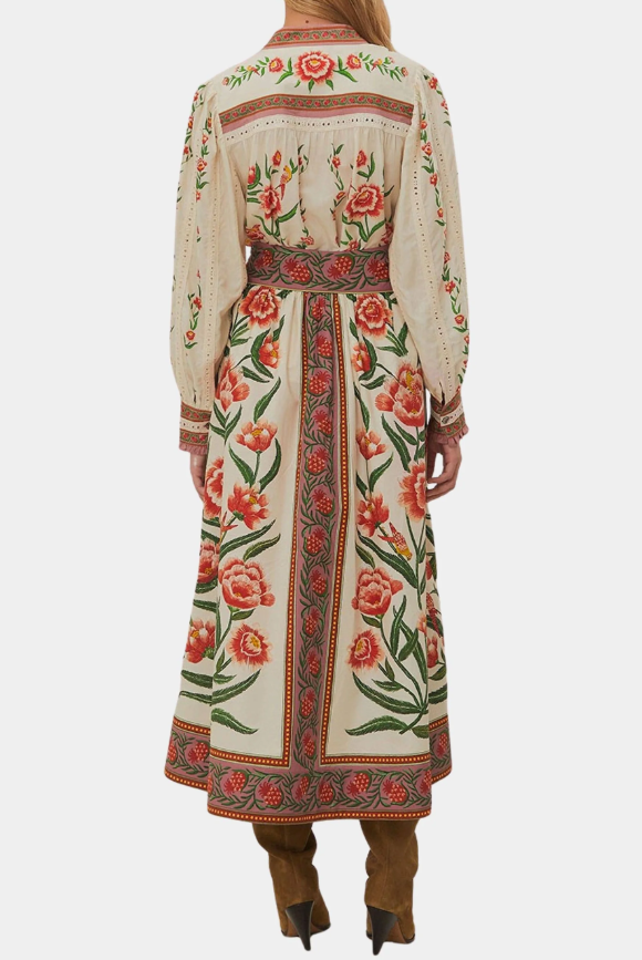 Elegant Floral Print Cotton Two-Piece Set