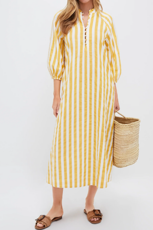 Lemon Striped Vacation Dress
