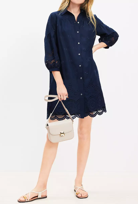 Chic Eyelet Shirt Dress