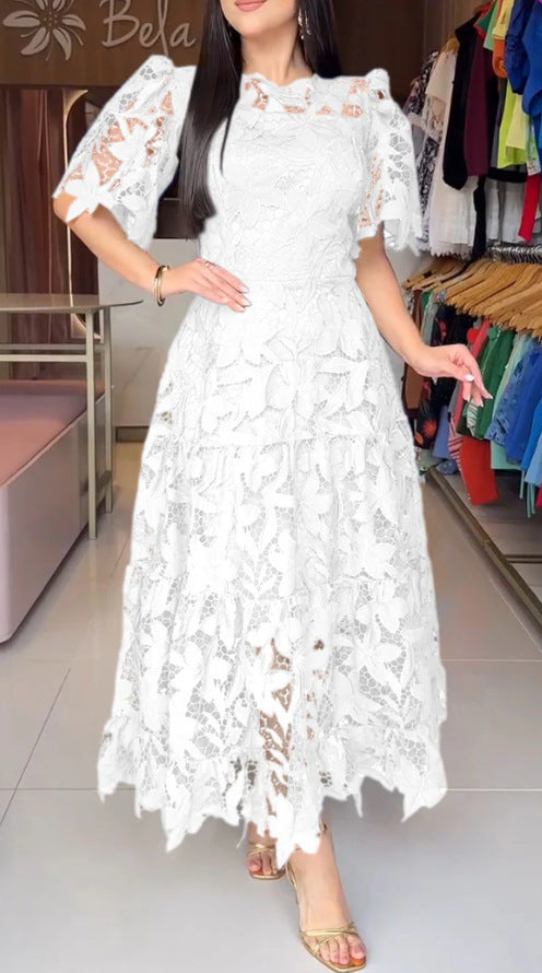 Elegant Lace See-through Half Sleeves Dress