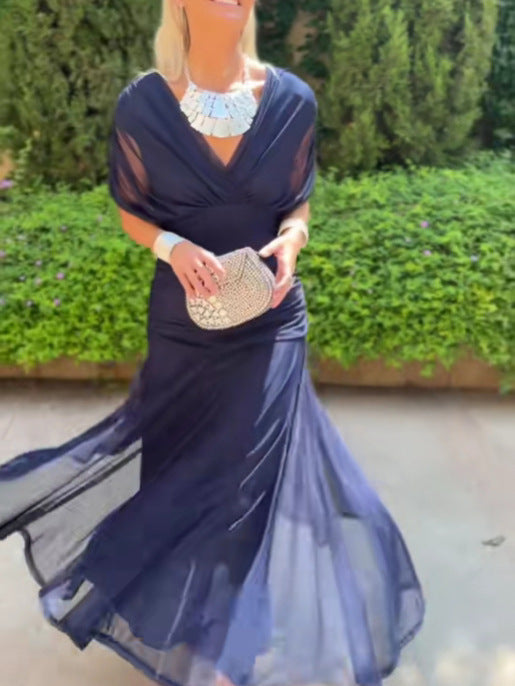 Elegant Floral Elastic Flowy Dress