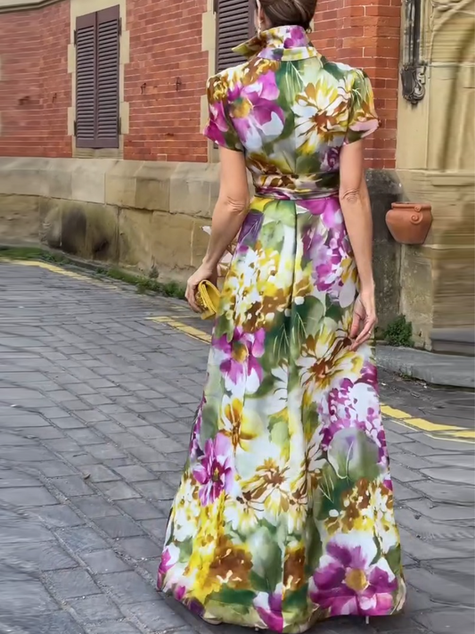 Floral Tie Waist Gorgeous Shirt Dress