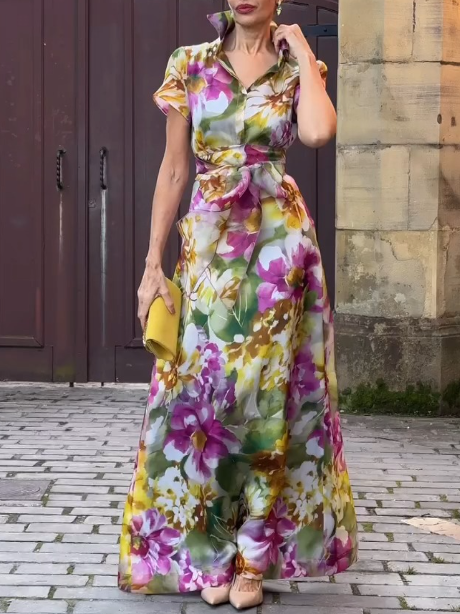 Floral Tie Waist Gorgeous Shirt Dress