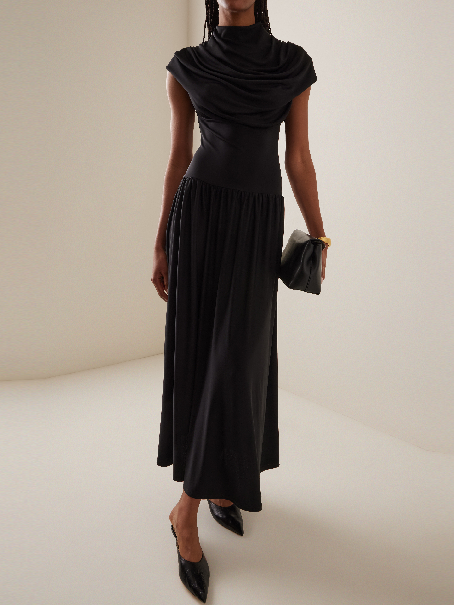 Draped Jersey Maxi Dress
