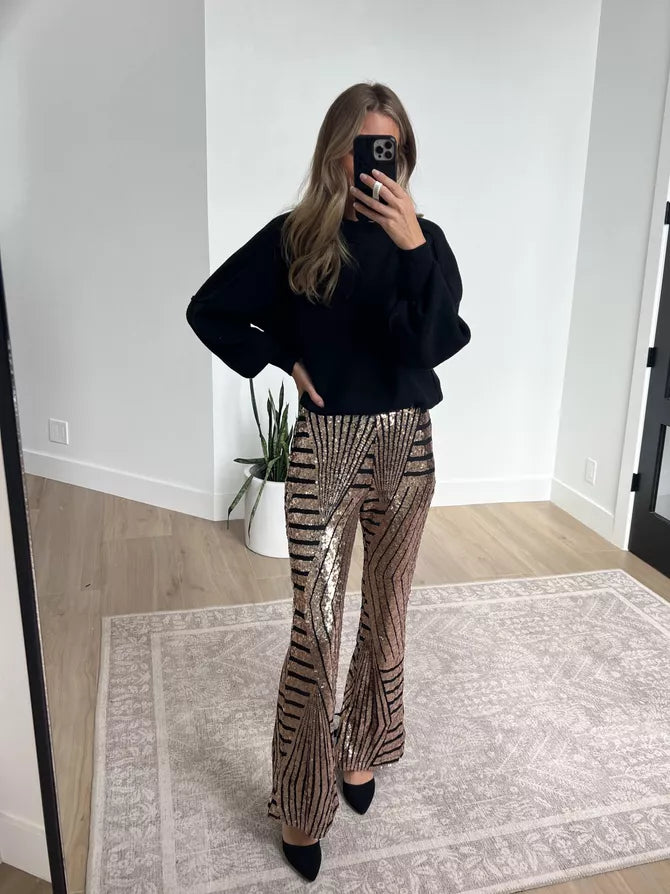 Glitter Sequin Wide Leg Palazzo Pants