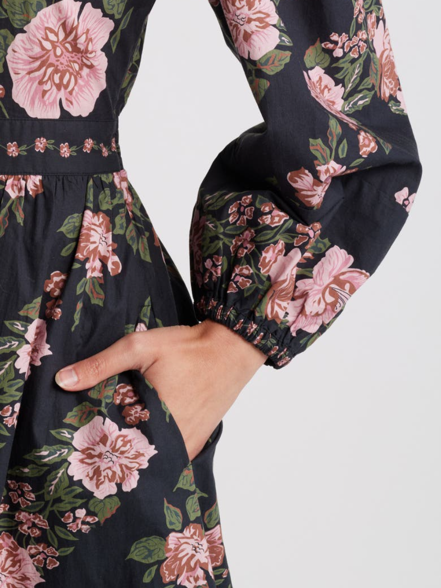 Floral Long Sleeve Organic Cotton Shirtdress