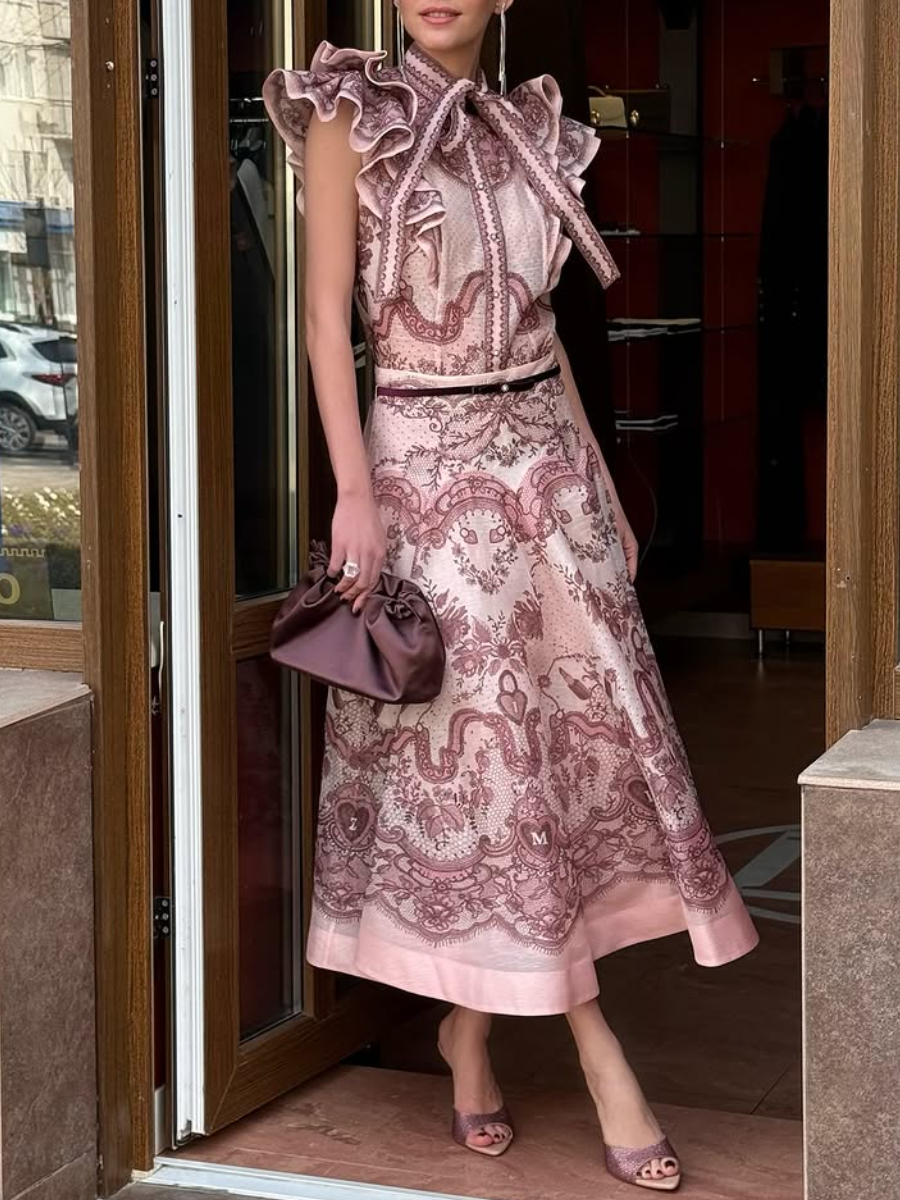 Linen-Silk Printed Two-Piece Set