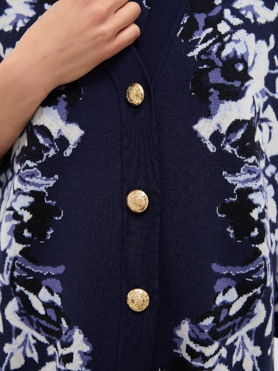 Indigo Reflection Knit Jacquard Marie Dress and Cardigan
