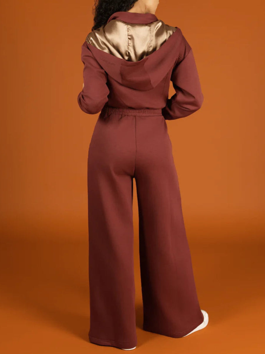 Comfy Hooded Zip Jumpsuit