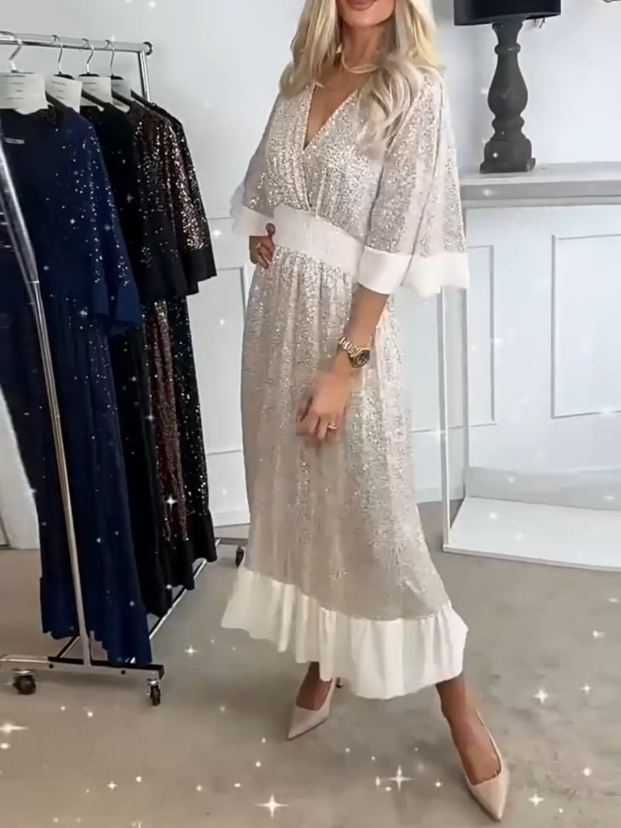 Fashion V-neck sequin dress