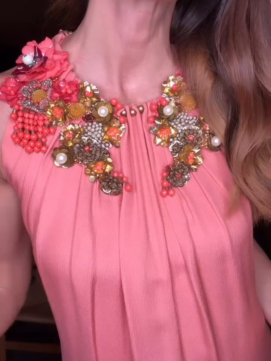 Gorgeous Jeweled Neckline Sleeveless Dress