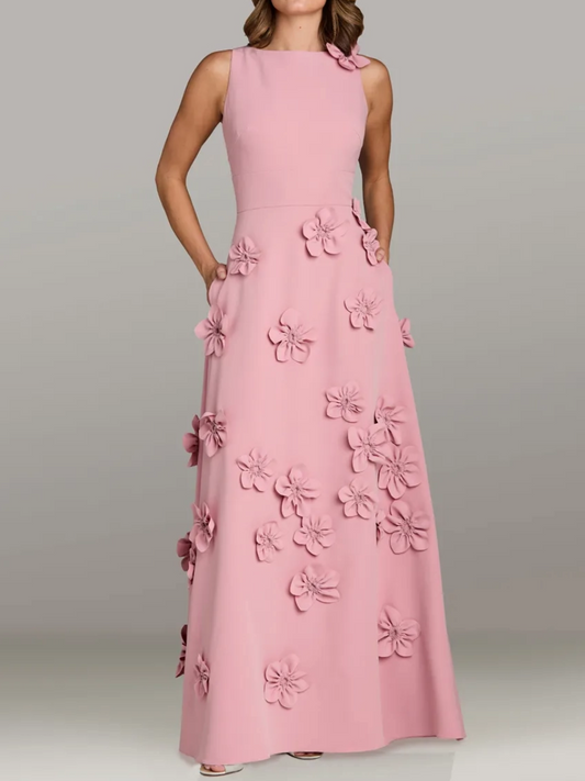 Romantic Sleeveless Rose Dress