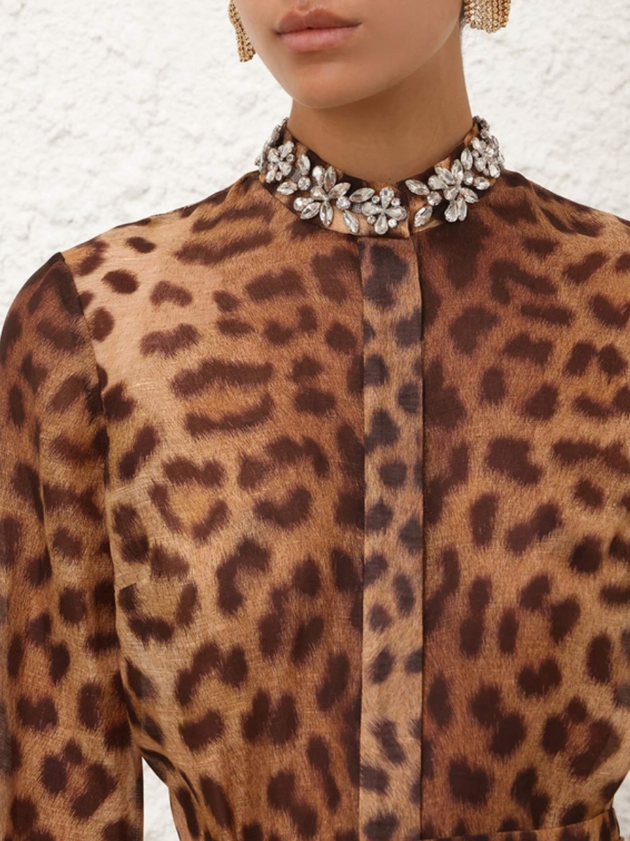 Crush Embellished Linen Two-Piece Set