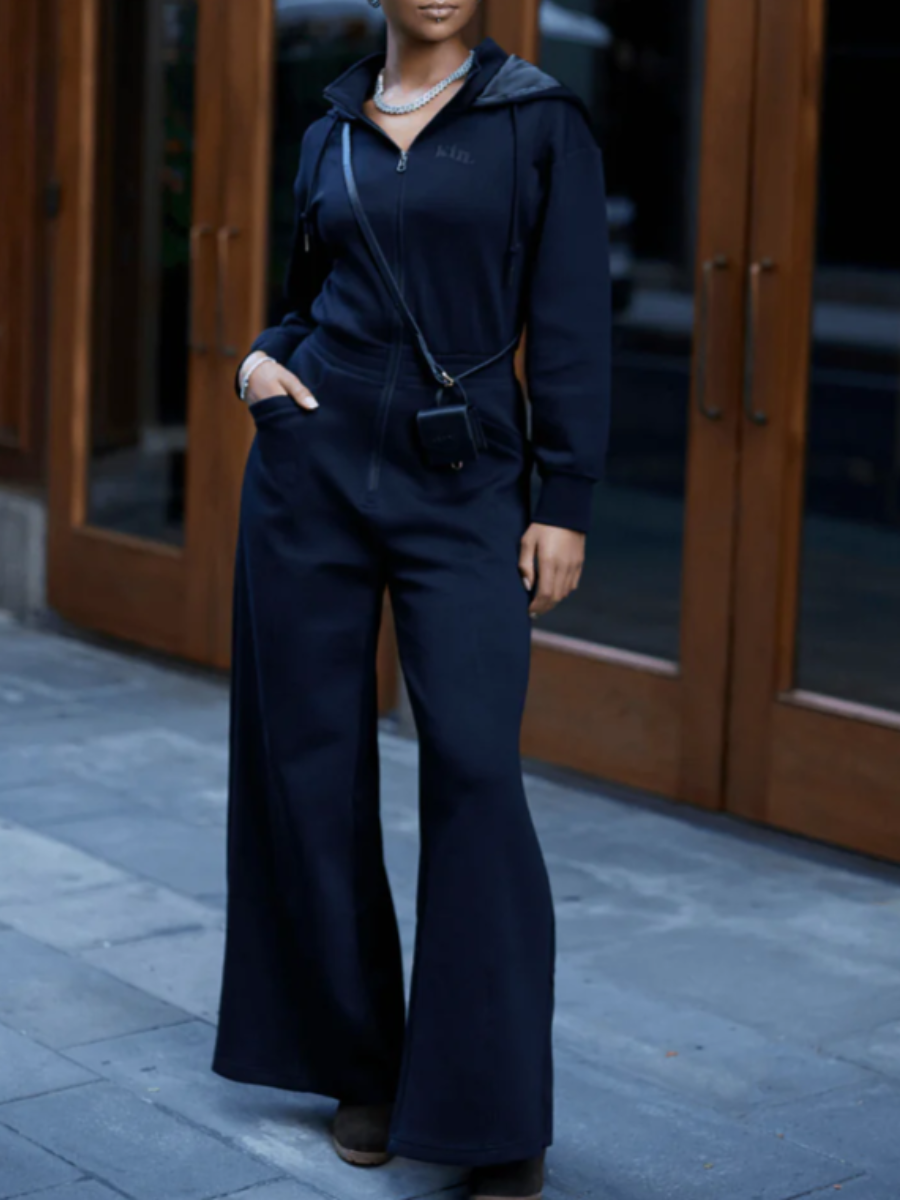 Comfy Hooded Zip Jumpsuit