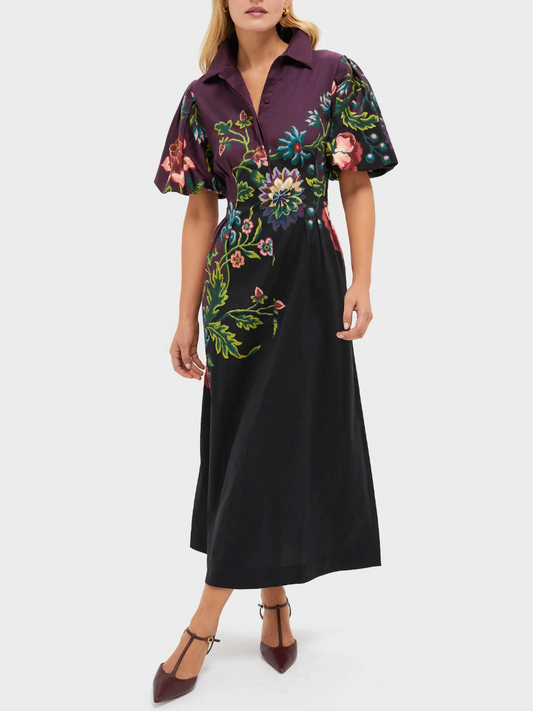 Midnight Moonflower Delaney Dress