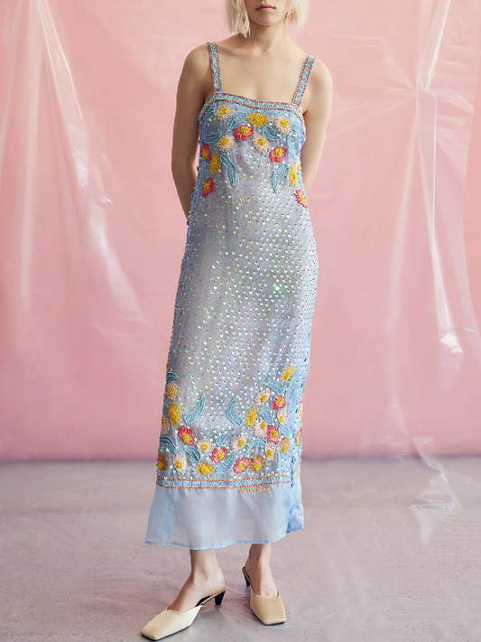 Silk Sunny Embellished Midi Dress