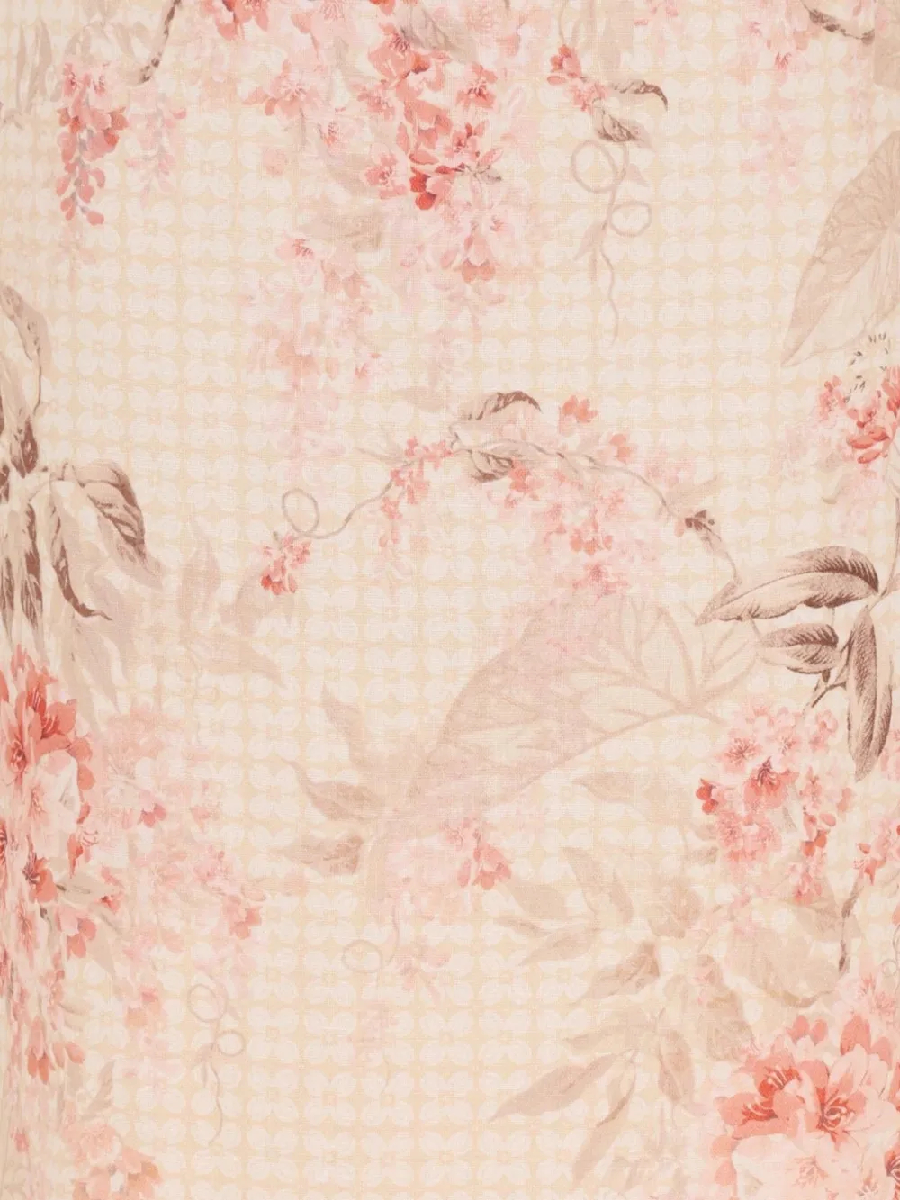 Elegant Floral Linen Two-Piece Set