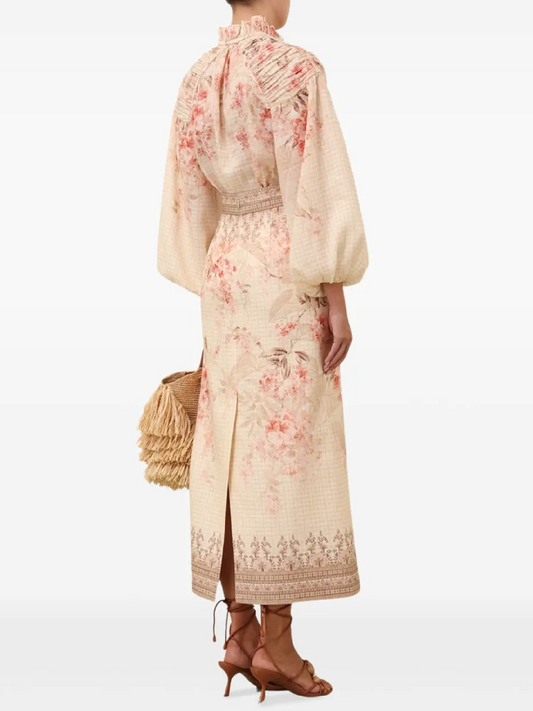 Elegant Floral Linen Two-Piece Set